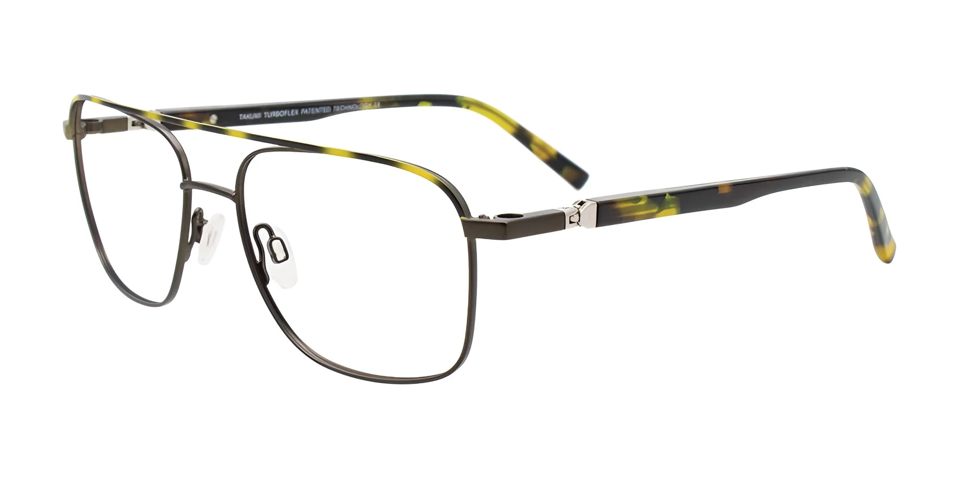 Takumi TK1215 Eyeglasses with Clip-on Sunglasses Khaki & Khaki Tortoise