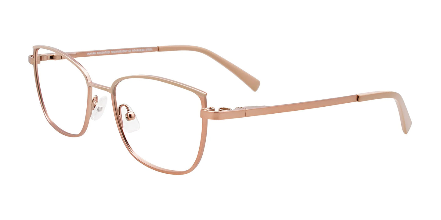 Takumi TK1222 Eyeglasses with Clip-on Sunglasses Pink Gold & Beige