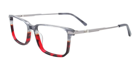 Takumi TK1233 Eyeglasses with Clip-on Sunglasses Crystal Grey & Red