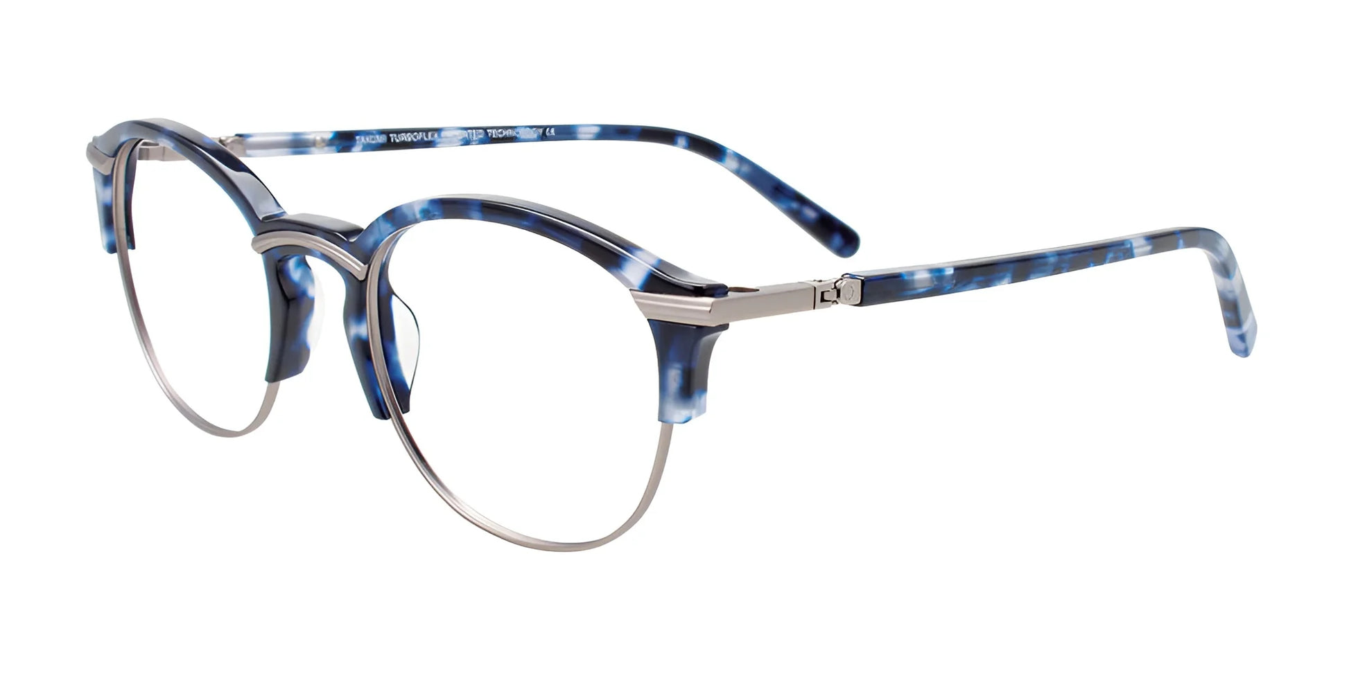 Takumi TK1237 Eyeglasses with Clip-on Sunglasses Blue Tortoise & Steel