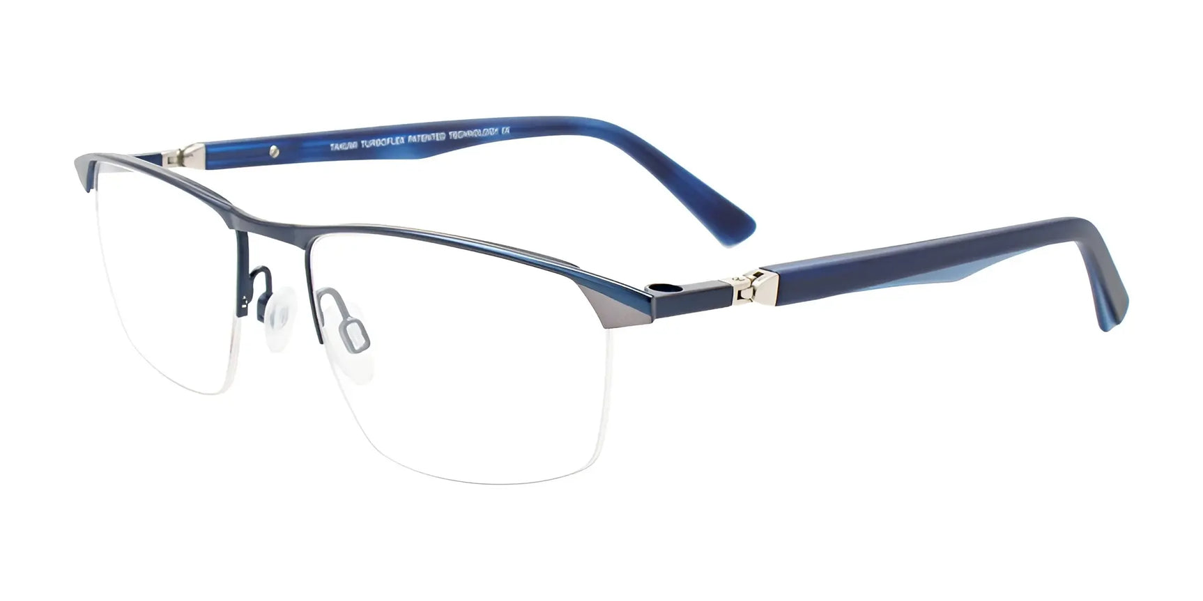 Takumi TK1239 Eyeglasses with Clip-on Sunglasses Satin Blue & Steel / Blue & Light Blue