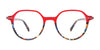 Takumi TK1242 Eyeglasses with Clip-on Sunglasses | Size 48 / Red & Mult Tort/Mult Tort