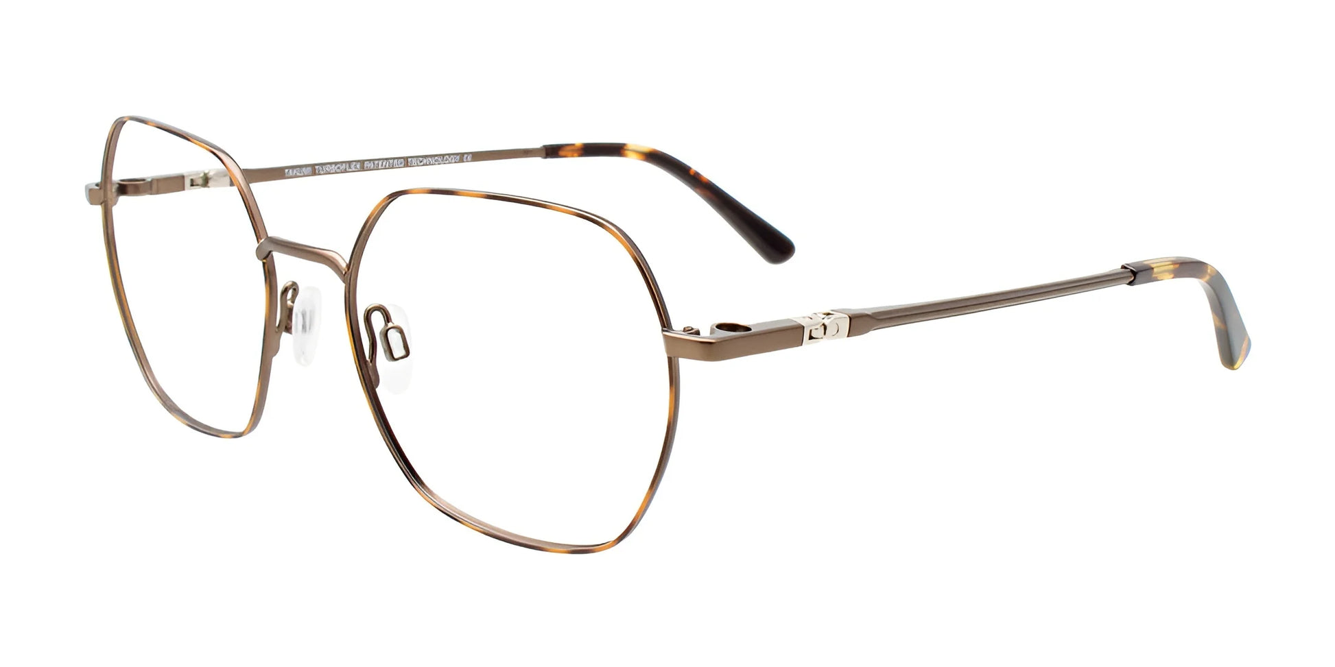 Takumi TK1243 Eyeglasses with Clip-on Sunglasses Tortoise & Brown