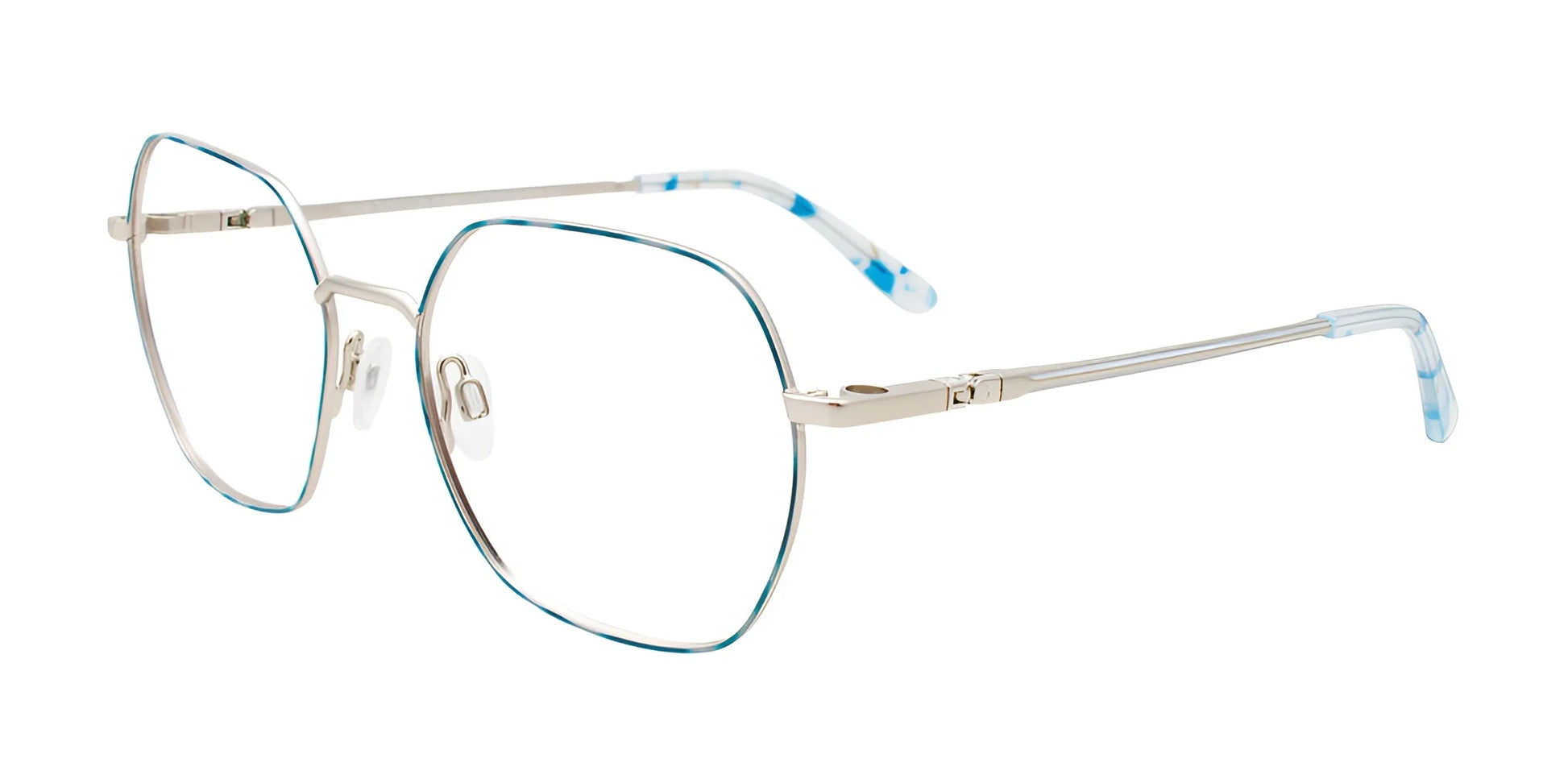 Takumi TK1243 Eyeglasses with Clip-on Sunglasses Blue Tortoise & Silver