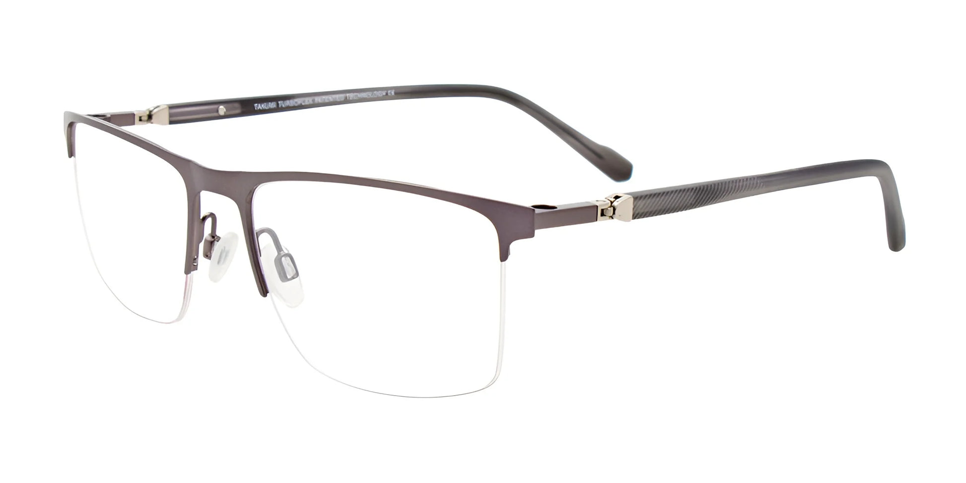 Takumi TK1252 Eyeglasses with Clip-on Sunglasses Satin Steel & Matt Grey