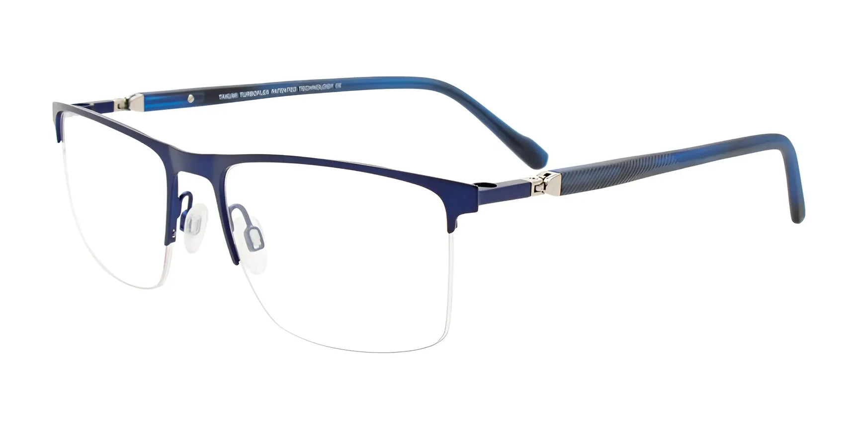 Takumi TK1252 Eyeglasses with Clip-on Sunglasses Satin Dark Blue & Matt Blue