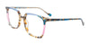 Takumi TK1257 Eyeglasses with Clip-on Sunglasses | Size 51 / Grey Brn Marb & Blue & Pink Tr