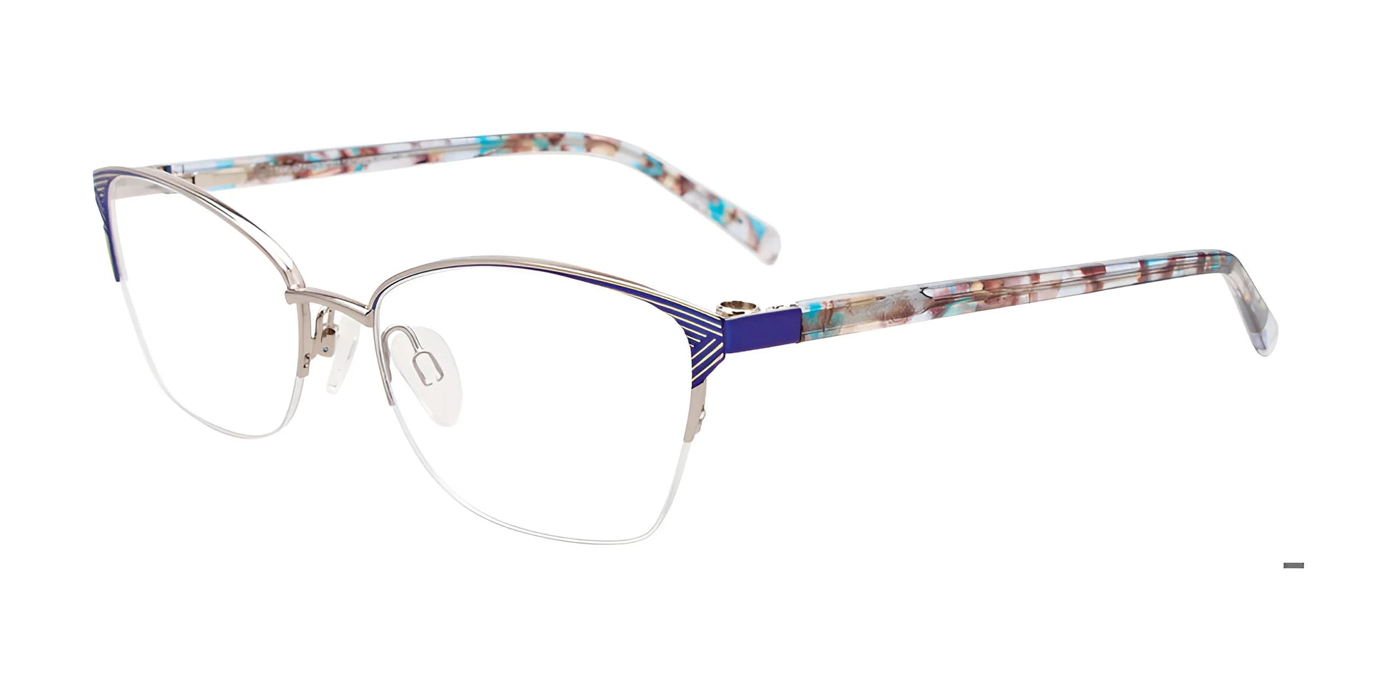 Takumi TK1258 Eyeglasses with Clip-on Sunglasses Silver & Blue