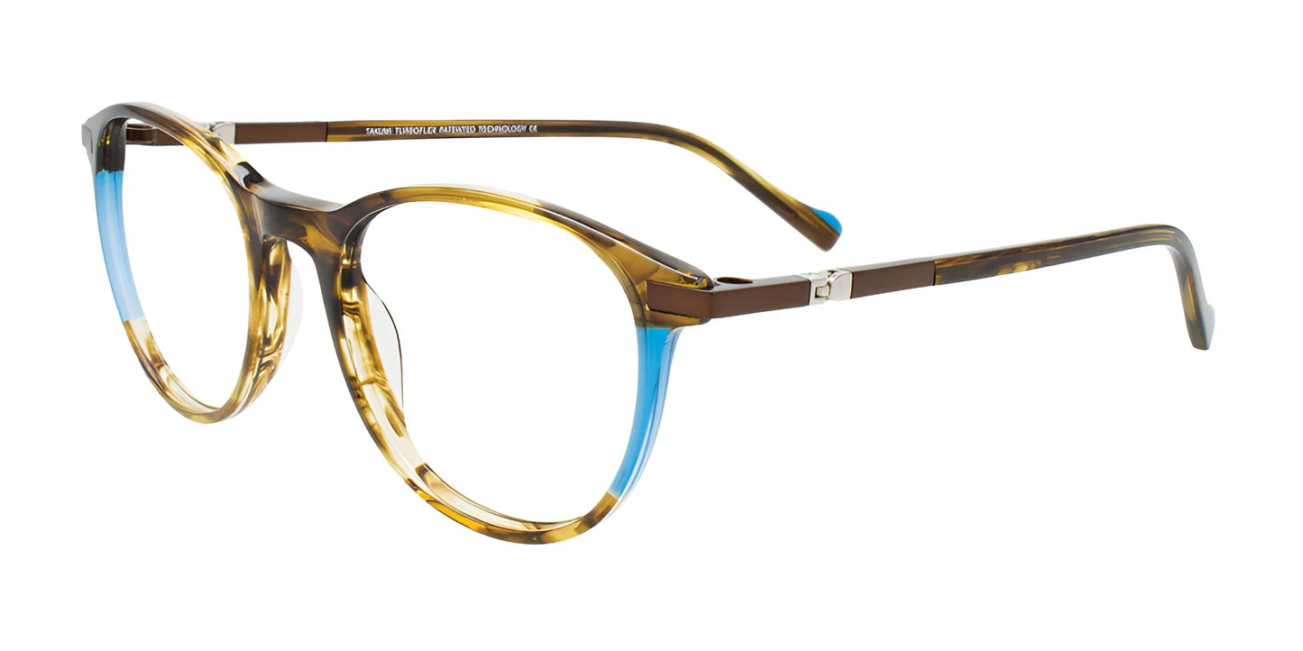 Takumi TK1259 Eyeglasses with Clip-on Sunglasses Marble Brown & Blue