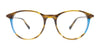 Takumi TK1259 Eyeglasses with Clip-on Sunglasses | Size 50 / Marble Brown & Blue