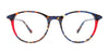 Takumi TK1259 Eyeglasses with Clip-on Sunglasses | Size 50 / Marble Brown & Blue