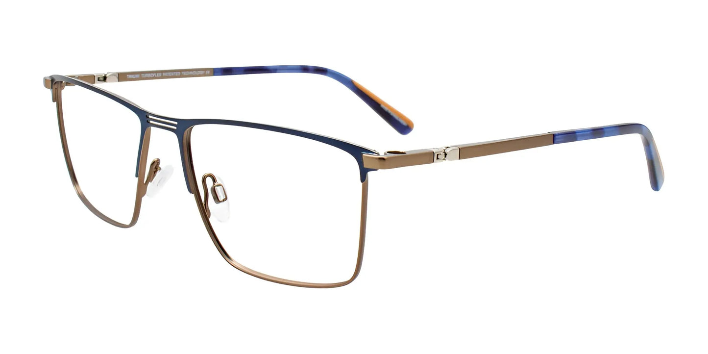 Takumi TK1268 Eyeglasses with Clip-on Sunglasses Navy & Light Copper