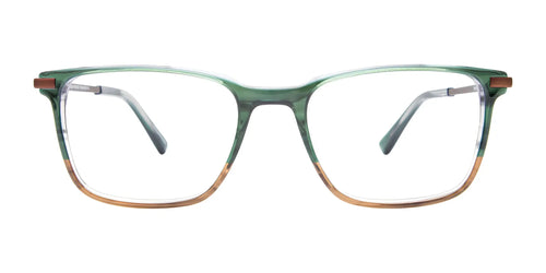 Takumi TK1269 Eyeglasses with Clip-on Sunglasses / Size 53 / Green & Brown