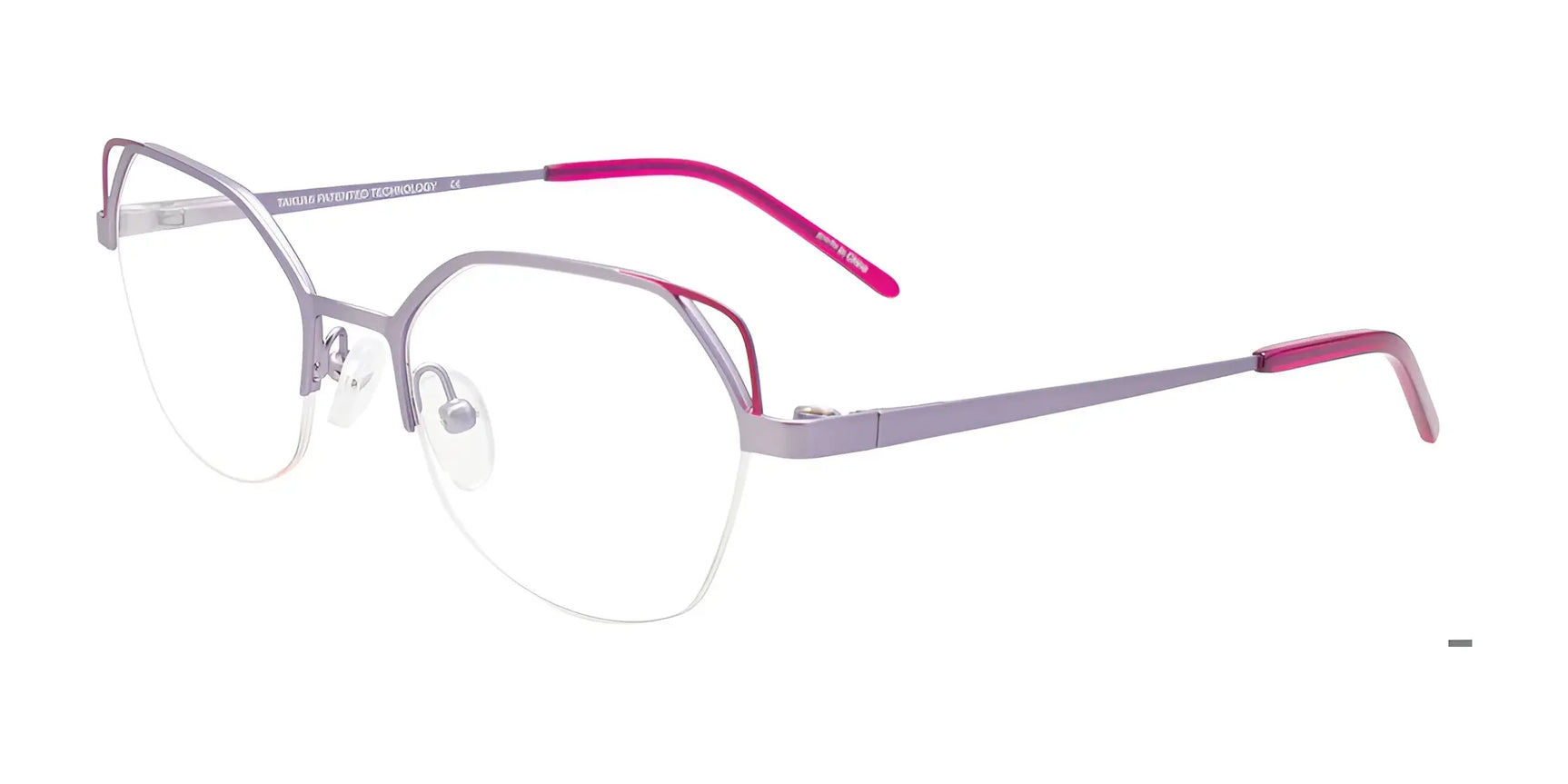 Takumi TK1270 Eyeglasses with Clip-on Sunglasses Lavender & Magenta Trim