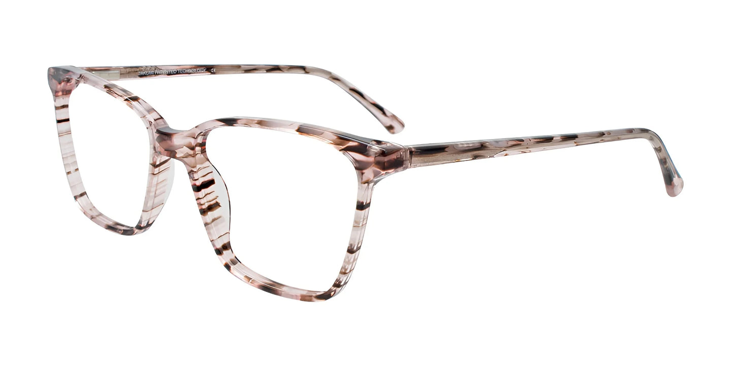 Takumi TK1276 Eyeglasses with Clip-on Sunglasses Pink & Brown Stripes