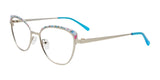 Takumi TK1278 Eyeglasses with Clip-on Sunglasses Silver & Blue Pink Mix Patterned Browline