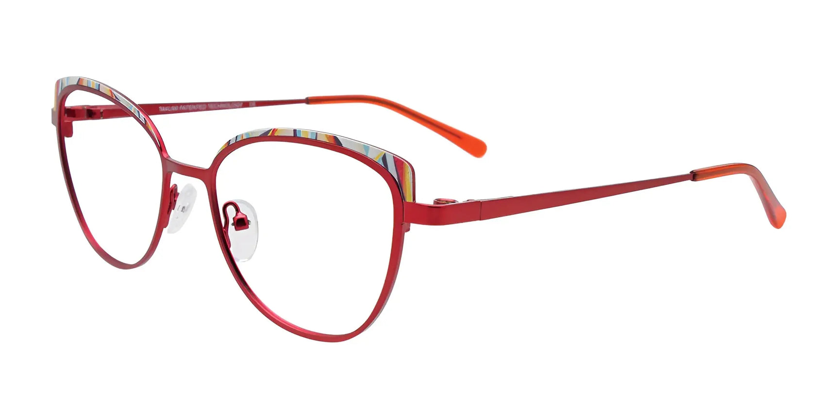 Takumi TK1278 Eyeglasses with Clip-on Sunglasses Red & Red Mix Patterned Browline