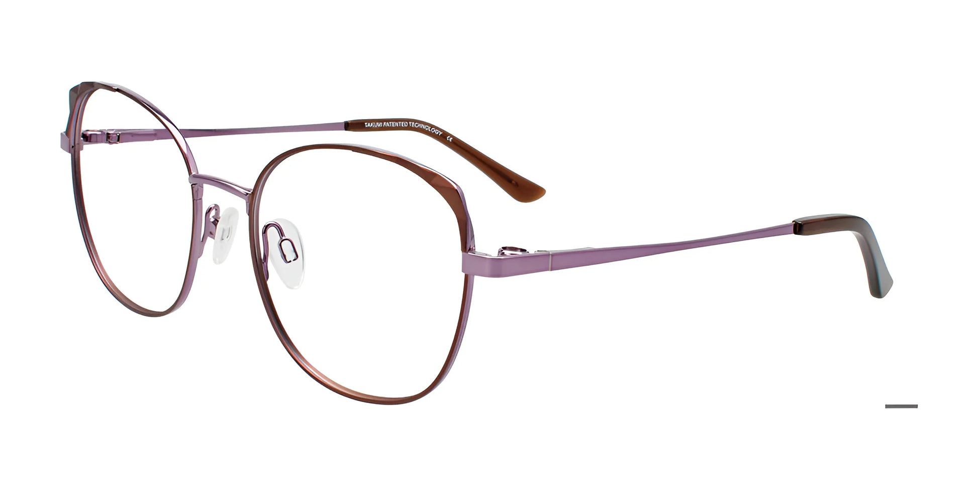 Takumi TK1280 Eyeglasses with Clip-on Sunglasses Shiny Plum & Matt Brown