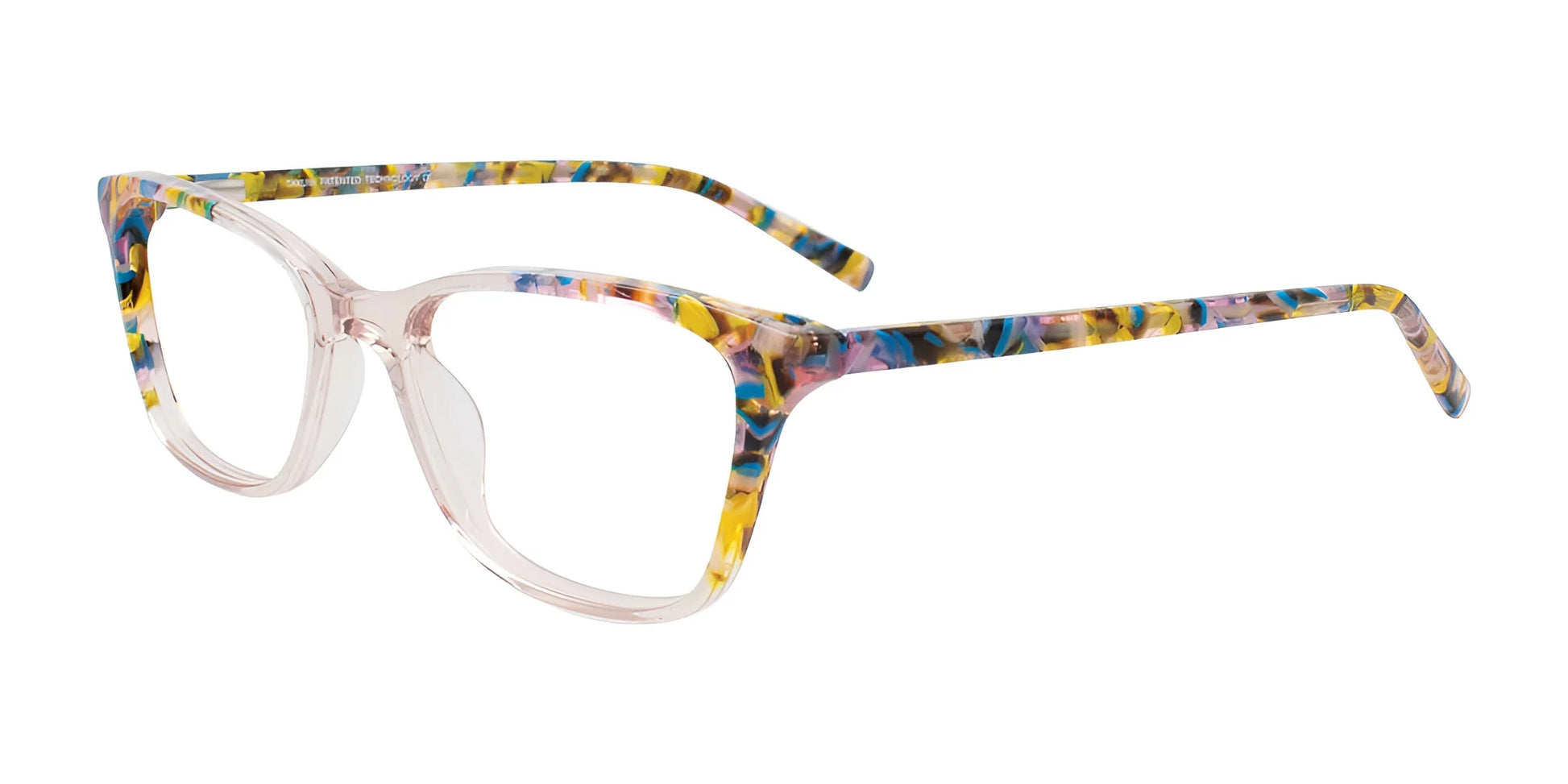 Takumi TK1282 Eyeglasses with Clip-on Sunglasses Crystal Pink & Yellow Marble Mix