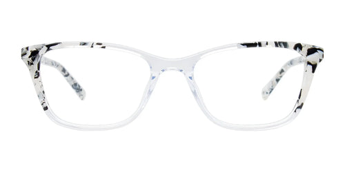 Takumi TK1282 Eyeglasses with Clip-on Sunglasses / Size 51 / Crystal & Black And White Marble Mix