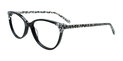 Takumi TK1283 Eyeglasses with Clip-on Sunglasses / Size 53 / Black & Black Print Pattern On Crystal