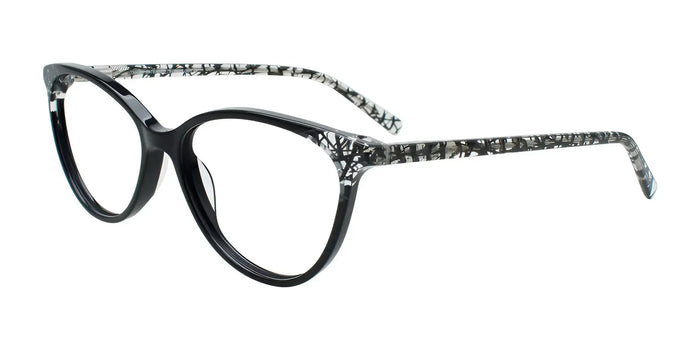 Takumi TK1283 Eyeglasses with Clip-on Sunglasses | Size 53 / Black & Black Print Pattern On Crystal