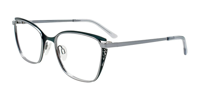 Takumi TK1288 Eyeglasses with Clip-on Sunglasses | Size 52 / Dark Green & Shiny Steel