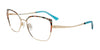 Takumi TK1297 Eyeglasses | Size 54 / Soft Gold & Teal Pattern