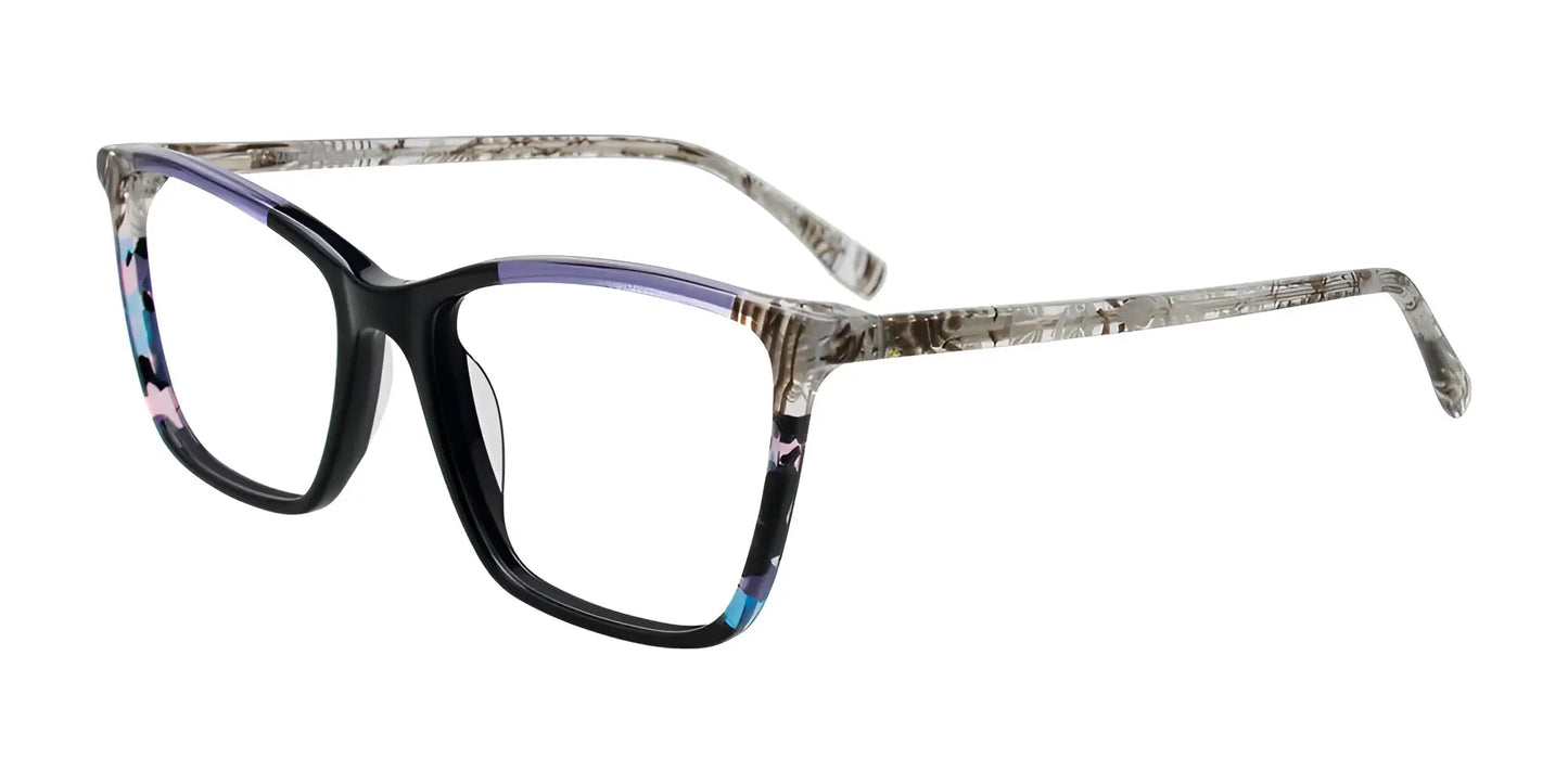 Takumi TK1301 Eyeglasses with Clip-on Sunglasses Black & Lilac