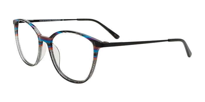 Takumi TK1324 Eyeglasses | Size 50 / Black & Multicolor Lines