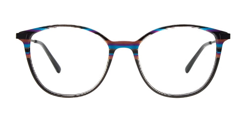 Takumi TK1324 Eyeglasses / Size 50 / Black & Multicolor Lines