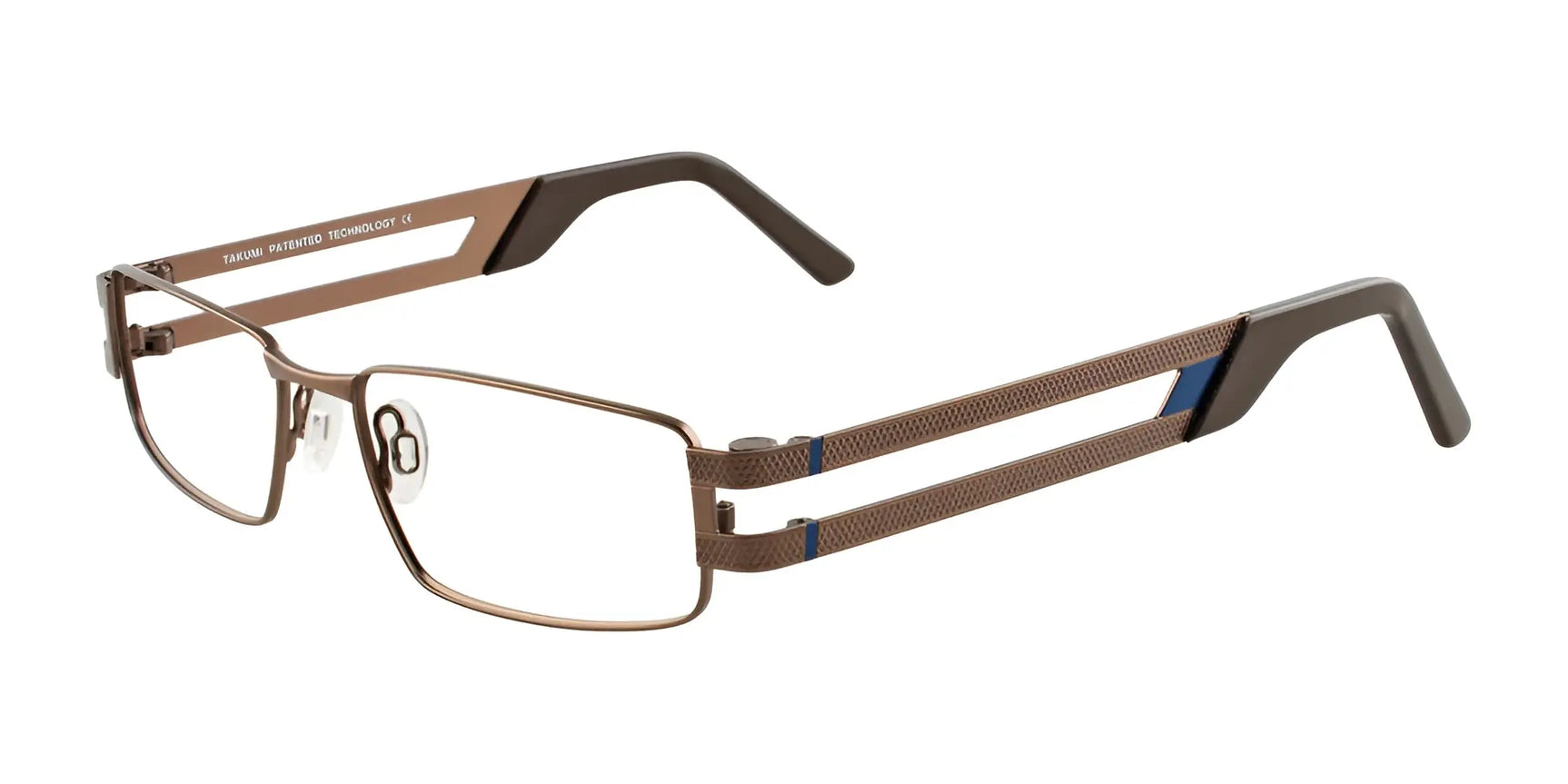 Takumi TK917 Eyeglasses with Clip-on Sunglasses Satin Brown & Navy