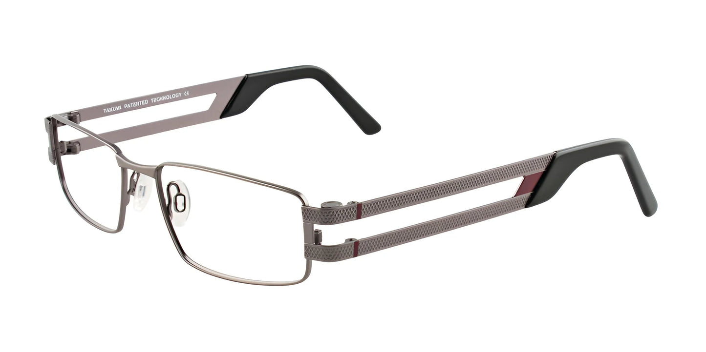 Takumi TK917 Eyeglasses with Clip-on Sunglasses Satin Grey & Burgandy