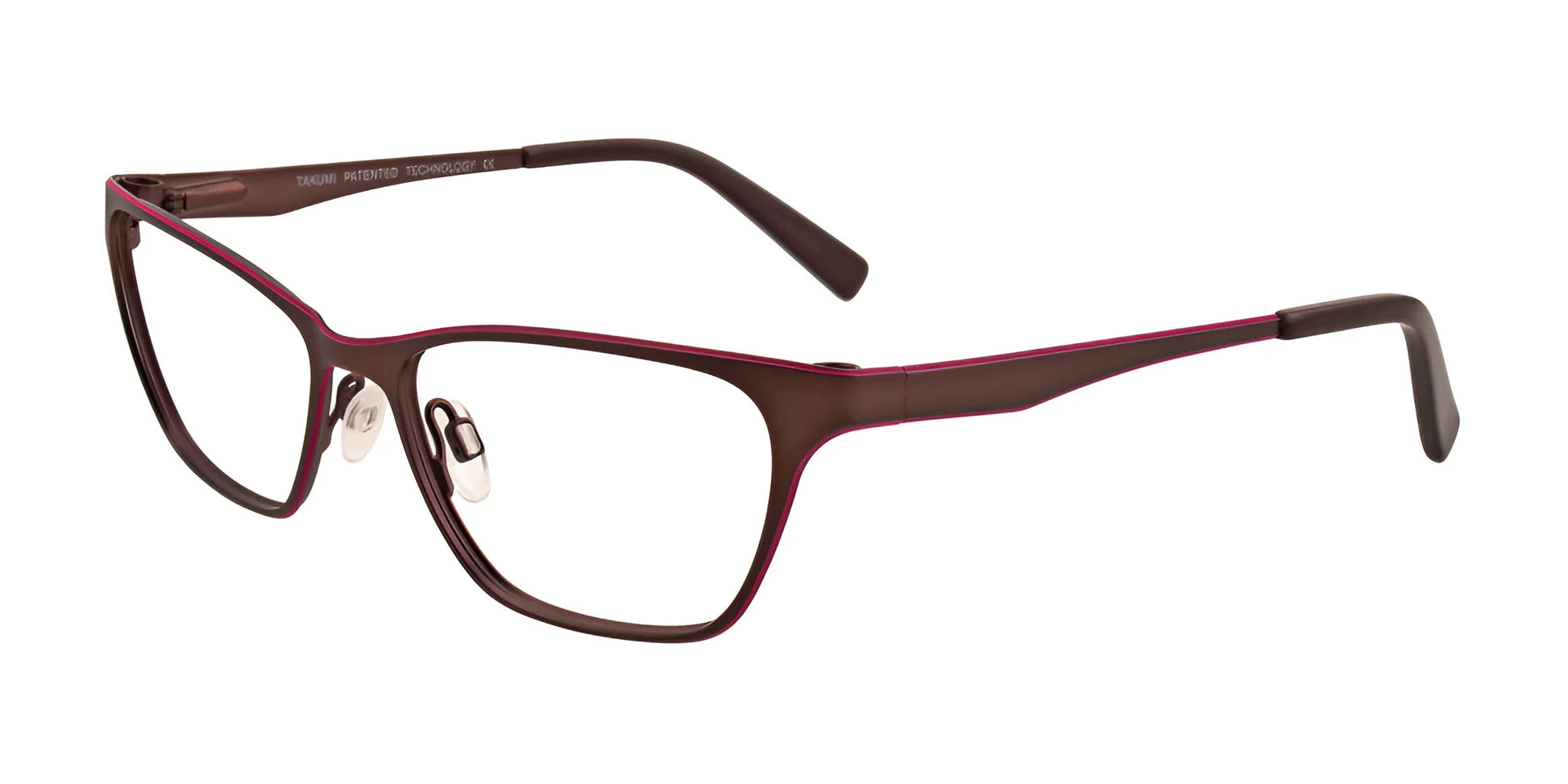 Takumi TK949 Eyeglasses with Clip-on Sunglasses Satin Brown & Pink