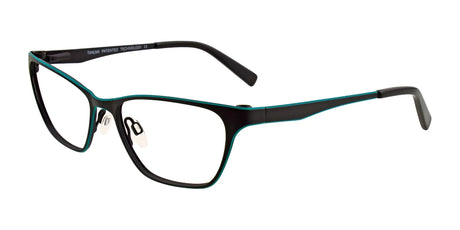 Takumi TK949 Eyeglasses with Clip-on Sunglasses Satin Black & Turquoise