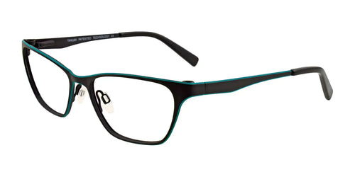 Takumi TK949 Eyeglasses with Clip-on Sunglasses / Size 52 / Satin Black & Turquoise