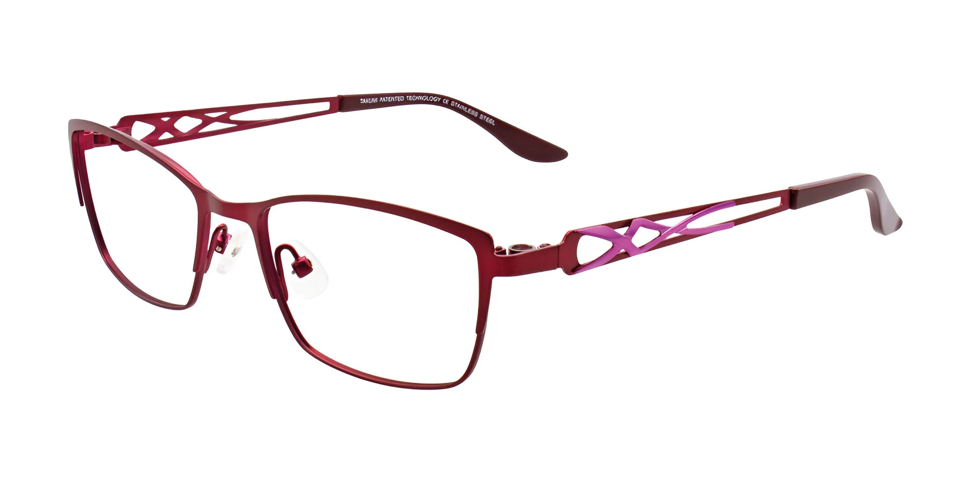 Takumi TK975 Eyeglasses with Clip-on Sunglasses Satin Red & Shiny Pink
