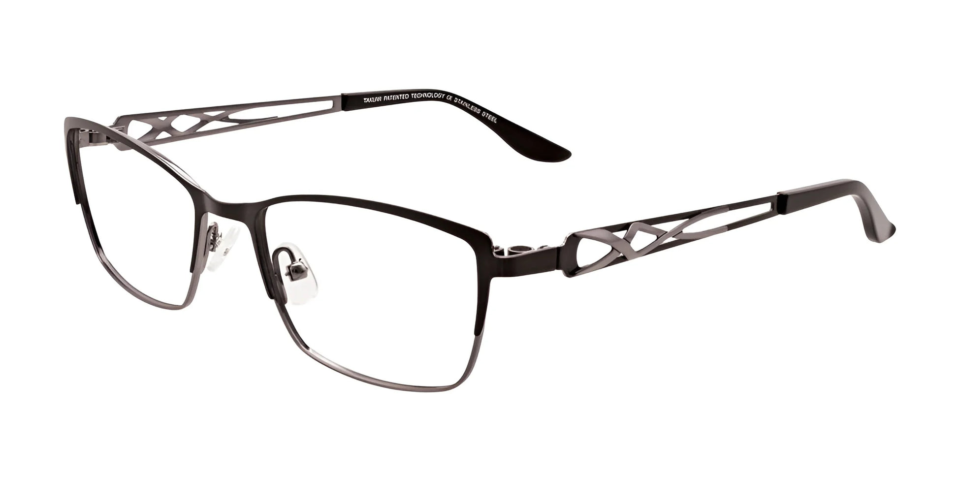 Takumi TK975 Eyeglasses with Clip-on Sunglasses Satin Black & Shiny Dark Grey
