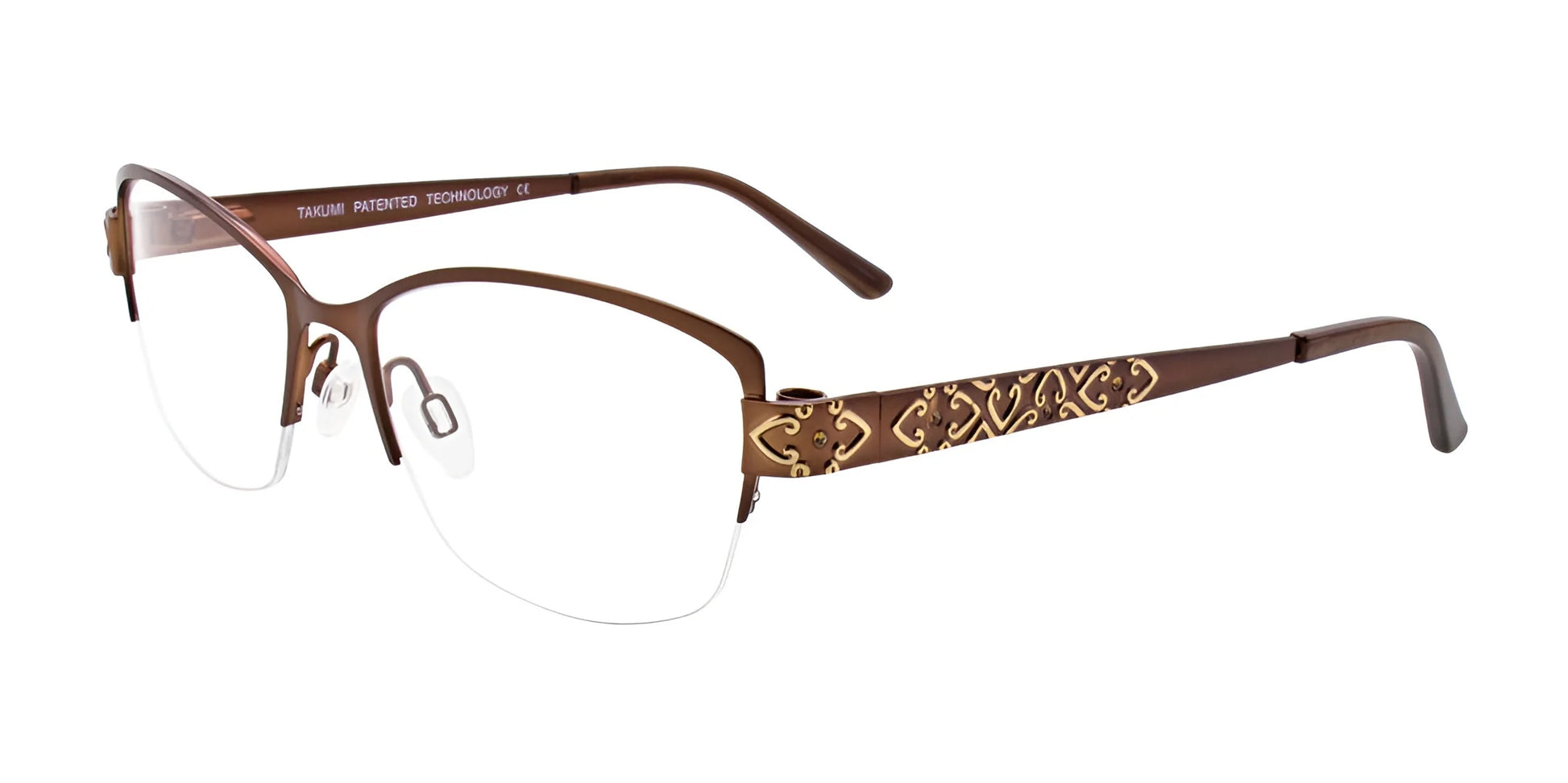 Takumi TK984 Eyeglasses Satin Dark Brown & Gold