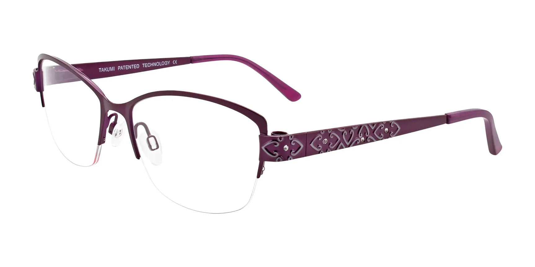 Takumi TK984 Eyeglasses with Clip-on Sunglasses Satin Raspberry & Lilac