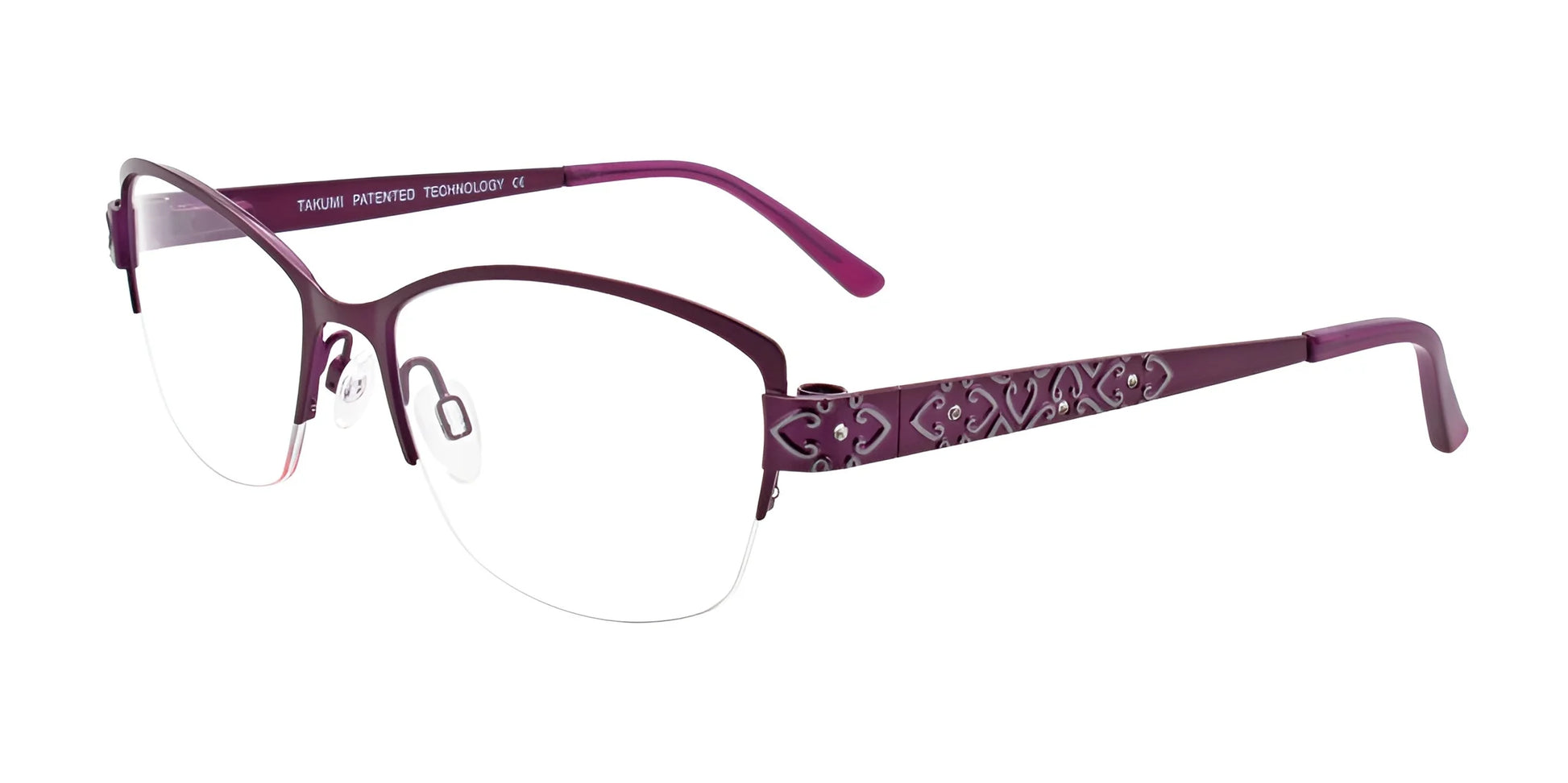 Takumi TK984 Eyeglasses with Clip-on Sunglasses Satin Raspberry & Lilac