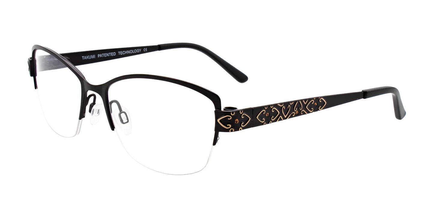 Takumi TK984 Eyeglasses with Clip-on Sunglasses Satin Black & Silver