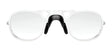Front view of Tifosi Optics RX Adaptor sunglasses featuring transparent frames, a double bridge, and black nose pads against a white background.