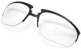 Black rectangular eyeglasses with clear lenses on a white background, featuring the Tifosi Optics VELOCE Rx Adaptor for a customized fit, brought to you by Tifosi Optics.