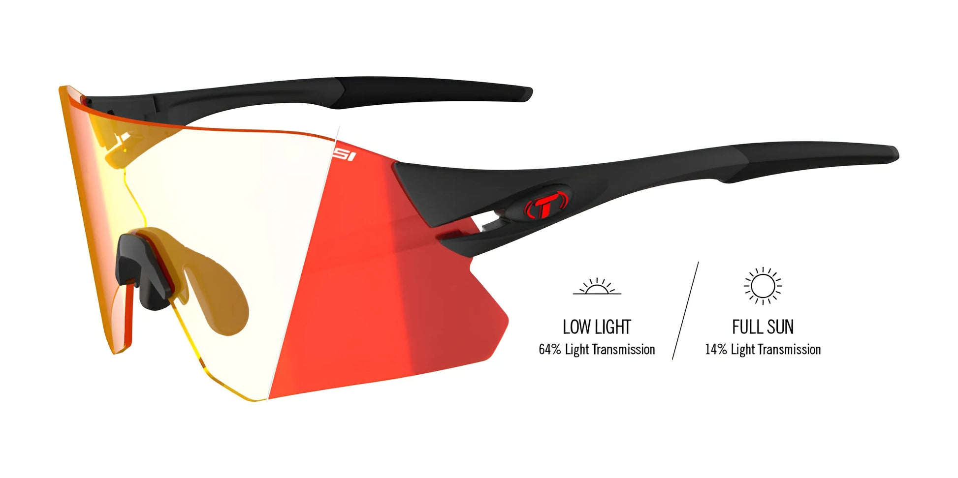Tifosi Optics RAIL Sunglasses Matte Black Clarion Red Fototec