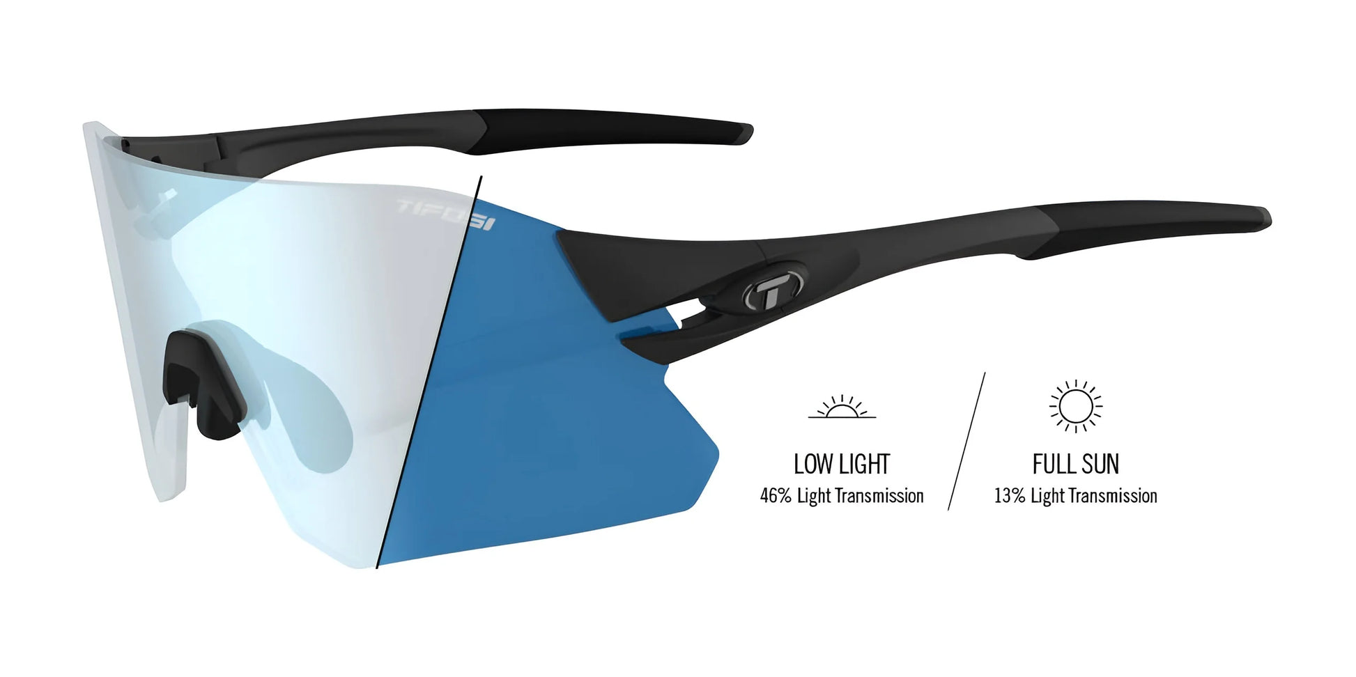 Tifosi Optics RAIL Sunglasses Matte Black Clarion Blue Fototec
