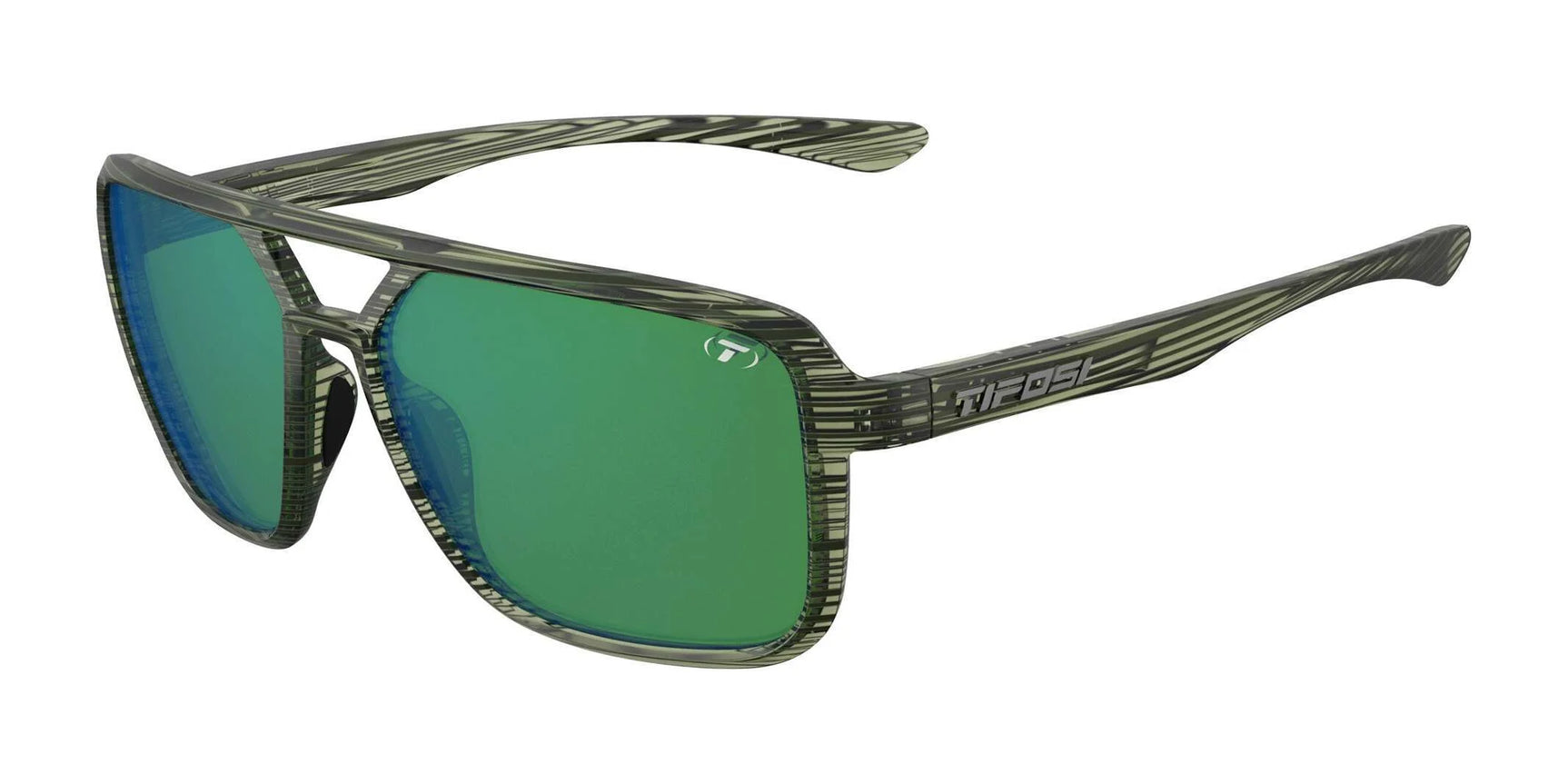 Tifosi Optics SALTO Sunglasses Olive Stripe Fade / Smoke Polarized Tint with Green Mirror