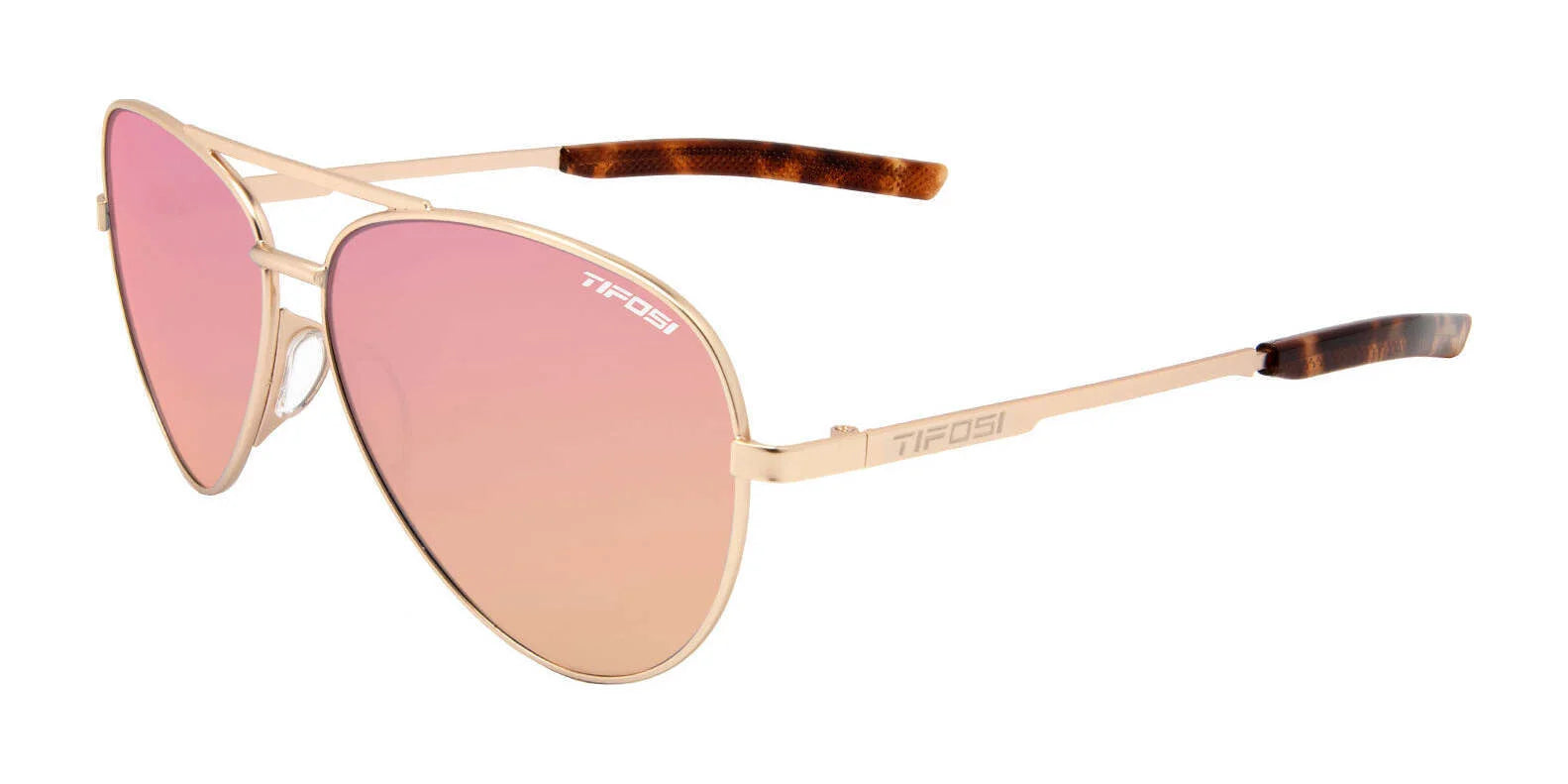 Tifosi Optics SHWAE Sunglasses Gold / Smoke Tint with Pink Mirror