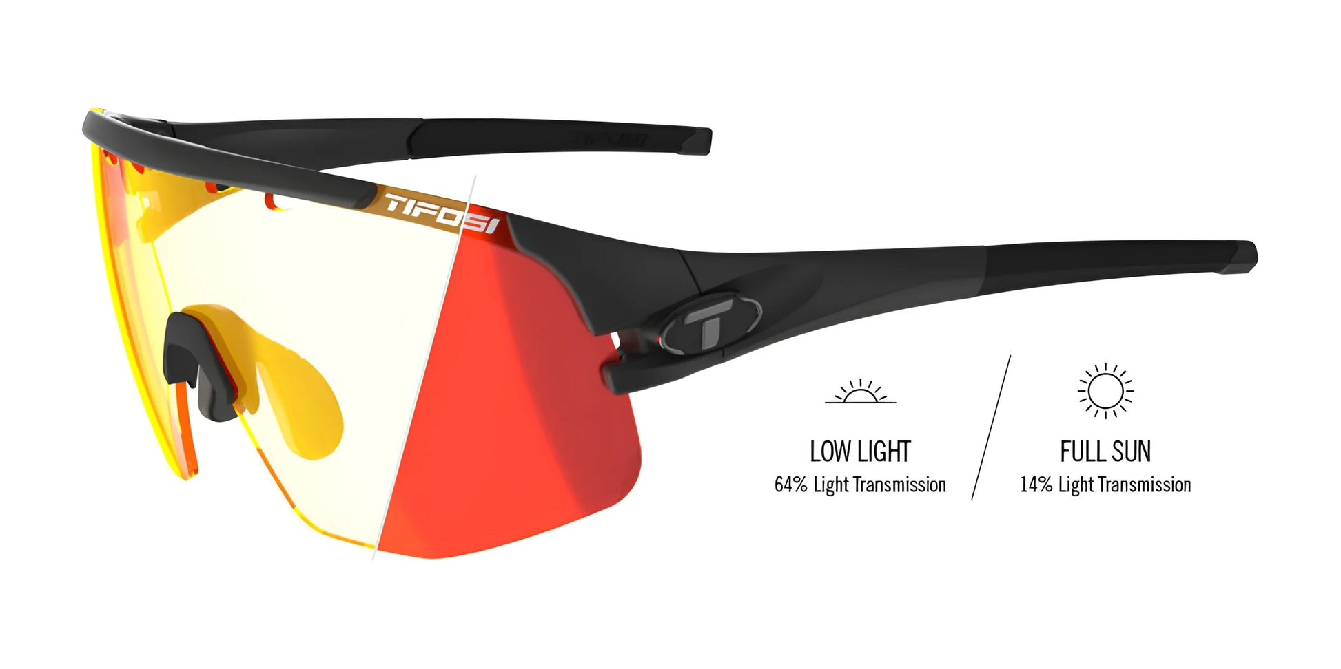 Tifosi Optics SLEDGE LITE Sunglasses Matte Black Clarion Red Fototec