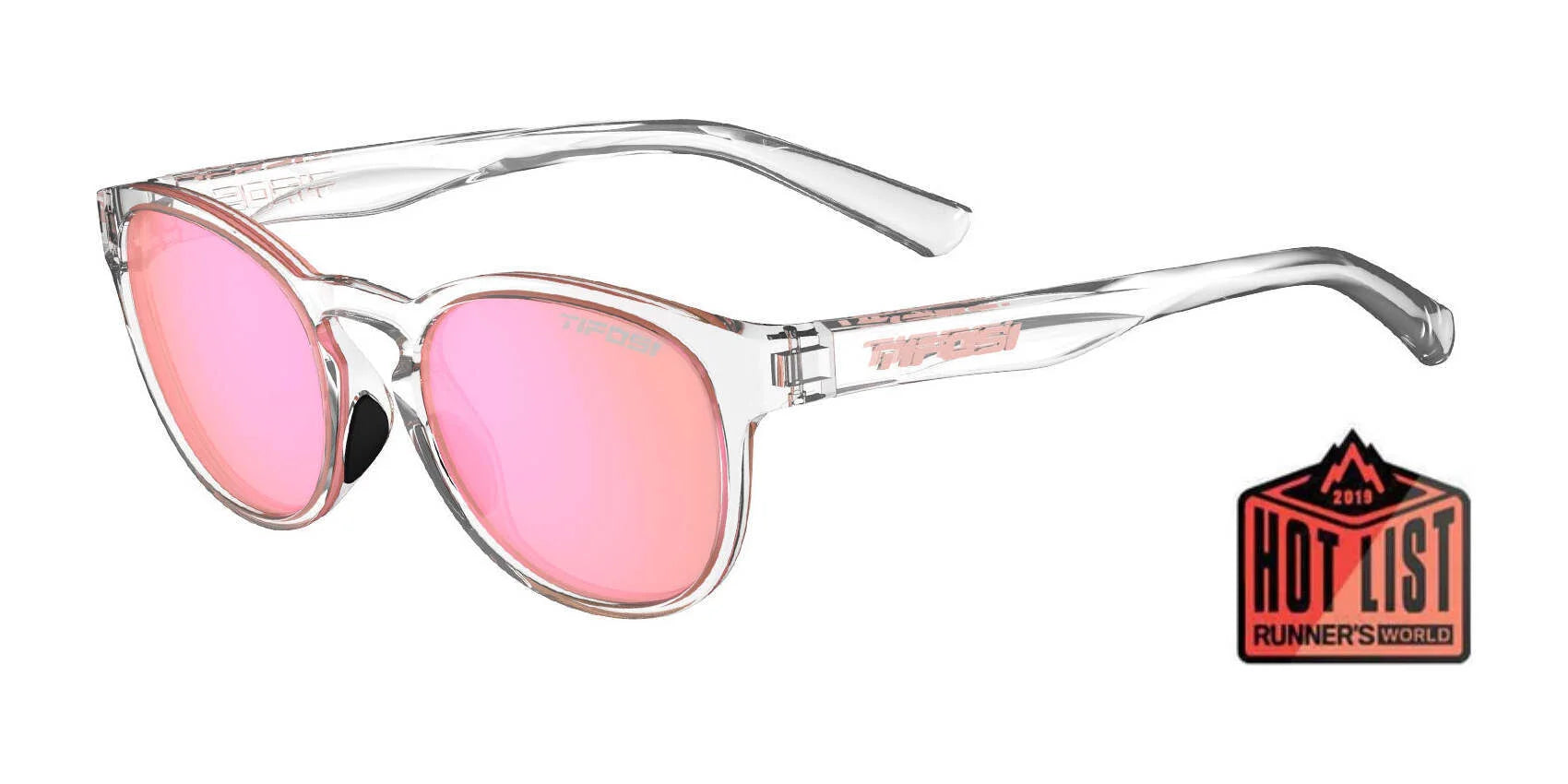 Tifosi Optics SVAGO Sunglasses Crystal / Smoke Tint with Pink Mirror